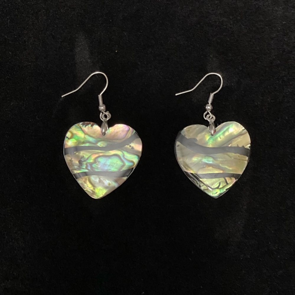 Beautiful river rock earrings multicolored with a nacar finish